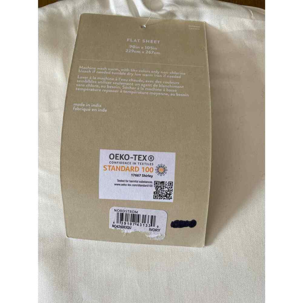 NWT Nordstrom cotton Tencel Lyocell Flat sheet queen ivory